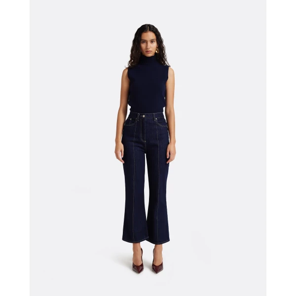 Safiyaa Marietta Denim Trouser in Dark Wash, view 2