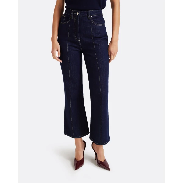 Safiyaa Marietta Denim Trouser in Dark Wash, view 4
