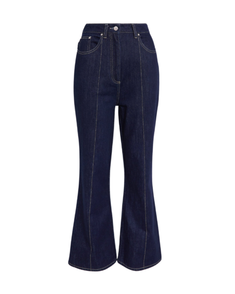 Safiyaa Marietta Denim Trouser in Dark Wash - Pants - Demi-Couture Evening Wear at Luxury Shoes 