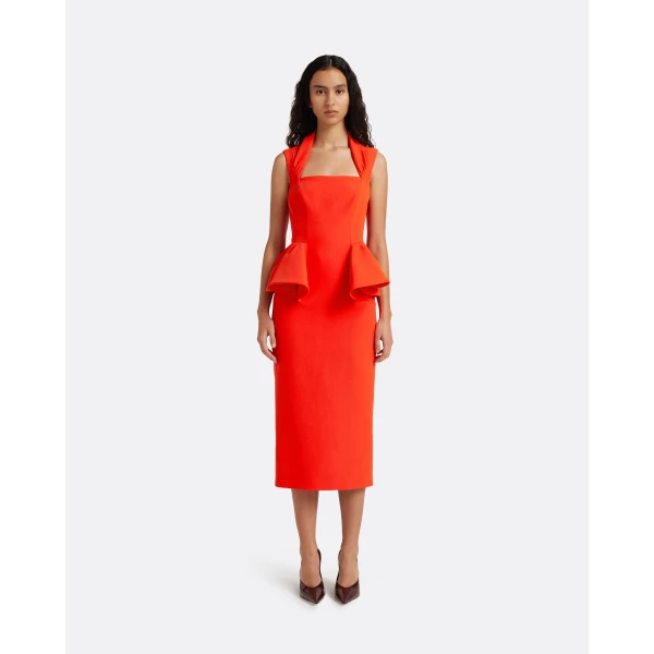 Safiyaa Milou Midi Dress in Apple Red, view 2