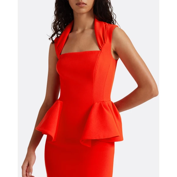 Safiyaa Milou Midi Dress in Apple Red, view 4