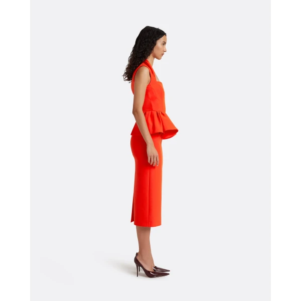 Safiyaa Milou Midi Dress in Apple Red, view 5