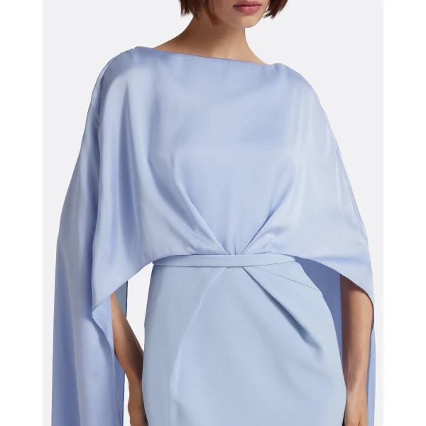 Safiyaa Mirabella Long Dress in Soft Sky, view 4