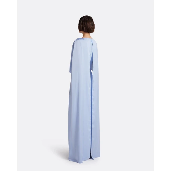 Safiyaa Mirabella Long Dress in Soft Sky with Embellished Belt, view 3