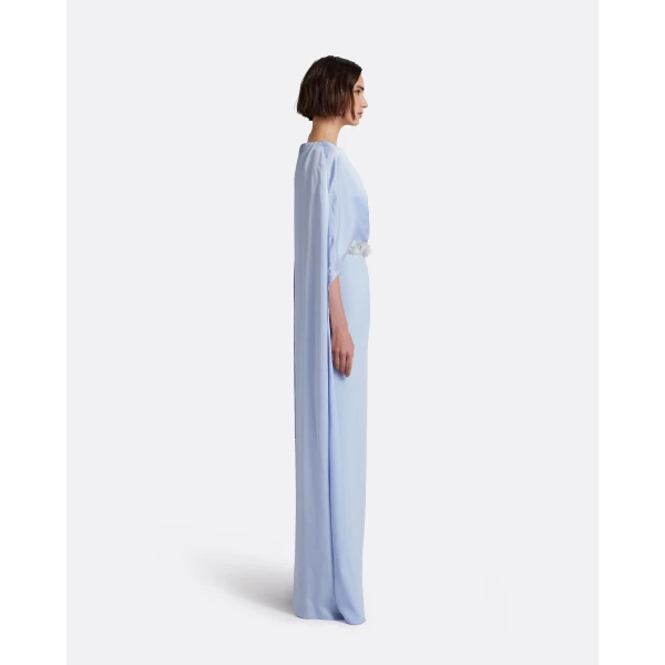 Safiyaa Mirabella Long Dress in Soft Sky with Embellished Belt, view 5