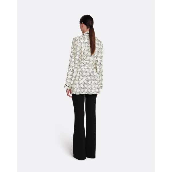Safiyaa Mirella Top in Black on Ecru, view 4