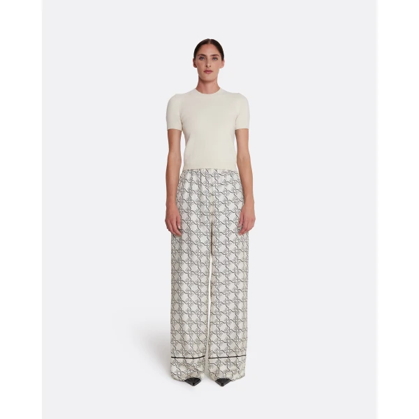 Safiyaa Rossana Trousers in Black on Ecru, view 2