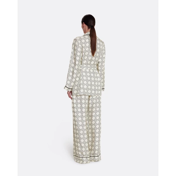 Safiyaa Rossana Trousers in Black on Ecru, view 6