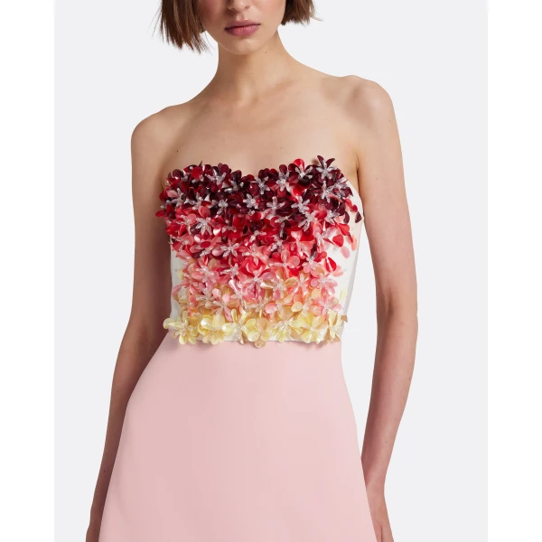 Safiyaa Siena Long Dress in Lychee with Pink Embroidery, view 4