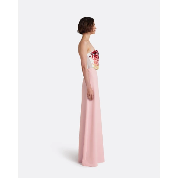 Safiyaa Siena Long Dress in Lychee with Pink Embroidery, view 5