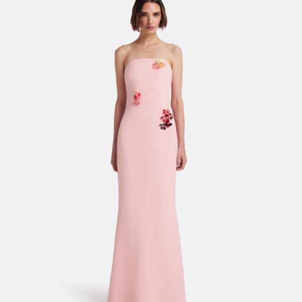 Safiyaa Soshin Long Dress in Lychee with Embroidery, view 2