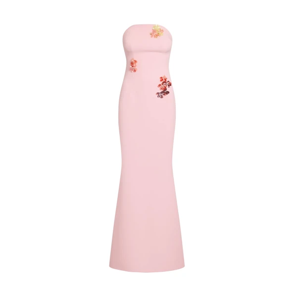 Safiyaa Soshin Long Dress in Lychee with Embroidery
