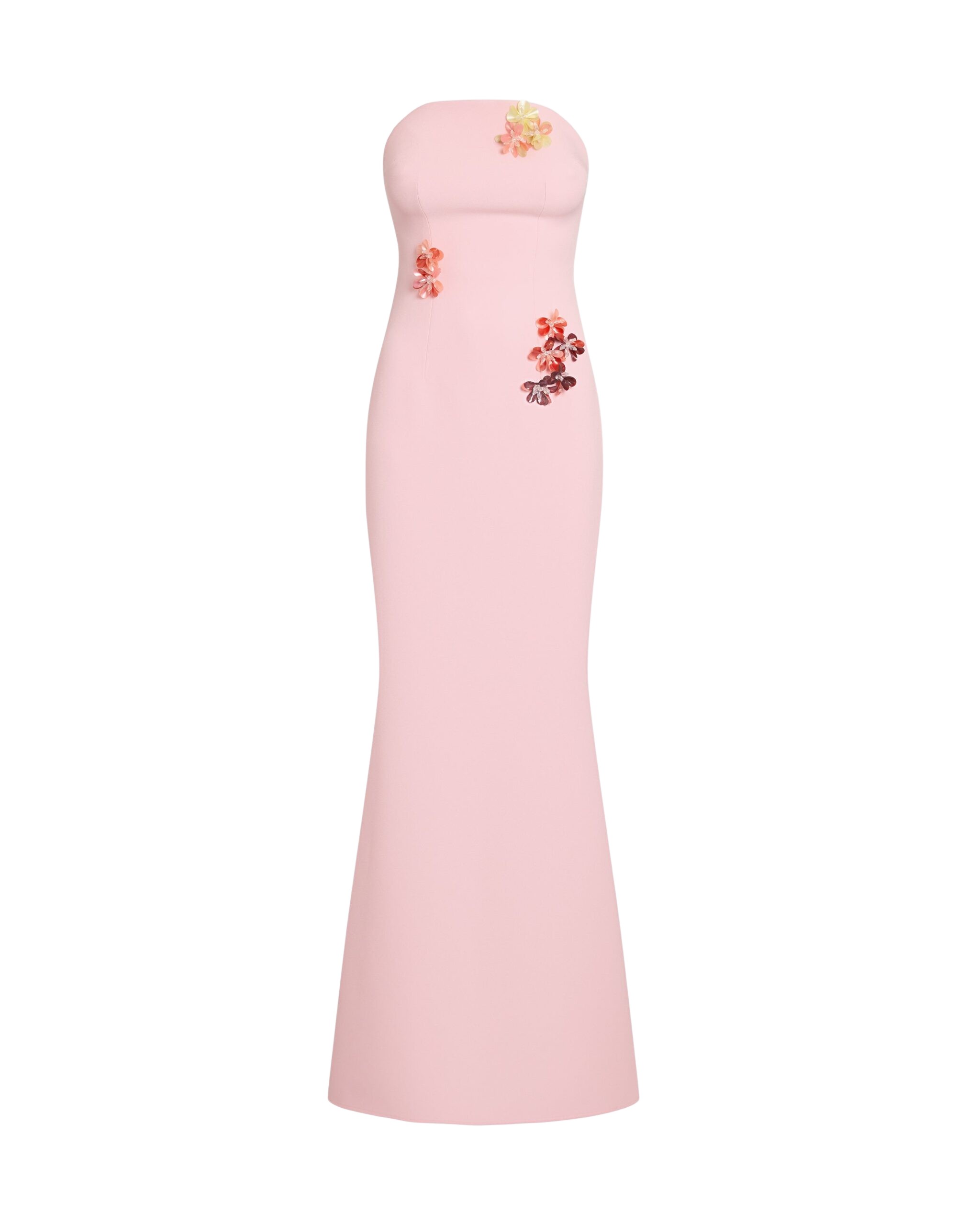 Safiyaa Soshin Long Dress in Lychee with Embroidery - Dresses - Demi-Couture Evening Wear at Luxury Shoes 