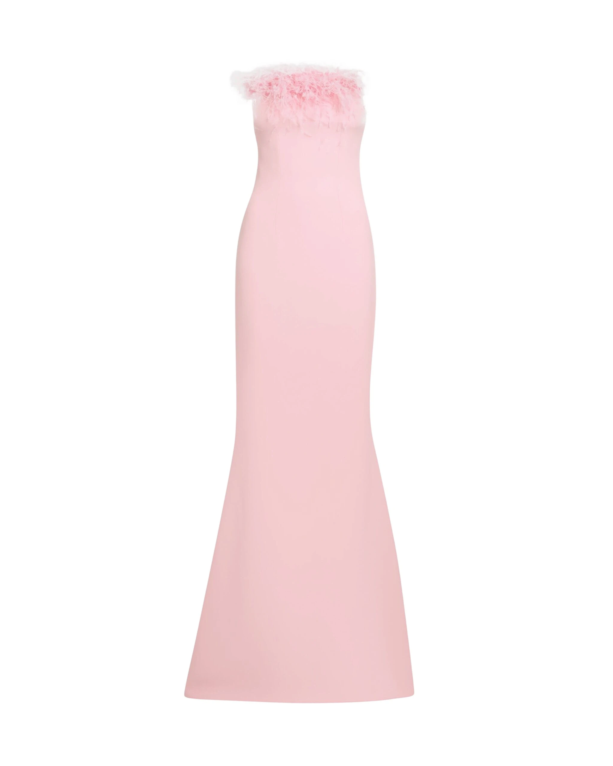 Safiyaa Soshin Long Dress in Lychee with Feathers