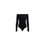 Alaïa Sculpting Rib Knit Off Shoulder Bodysuit - ALAÏA Tops - Laser Cut Luxury - Shop at Luxury Shoes 