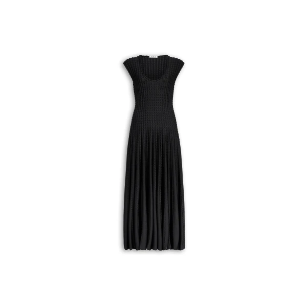 Alaïa Sculptural Flare Dress - ALAÏA Dresses - Laser Cut Luxury - Shop at Luxury Shoes 