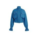 Sergio Hudson Blue Cropped Denim Utility Jacket