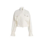 Sergio Hudson White Cropped Silk Faille Utility Jacket (White)