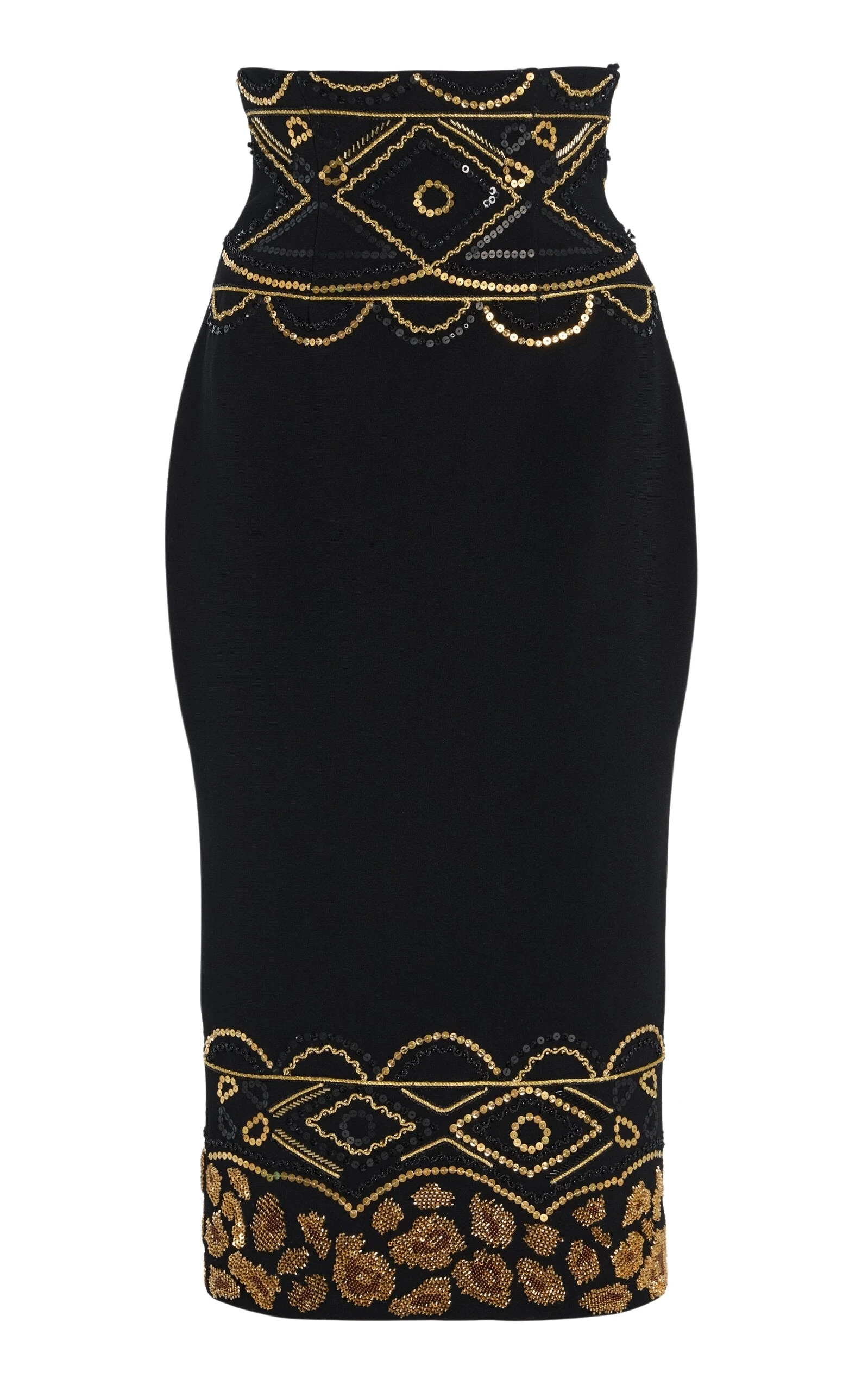Sergio-Hudson-Embroidered-Corset-Wool-Crepe-Pencil-Skirt57659_nobg Sergio Hudson Black Embroidered Corset Wool Crepe Pencil Skirt