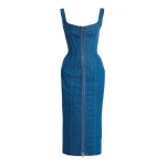 Sergio-Hudson-Topstich-Corset-Denim-Midi-Dress25458_nobg Sergio Hudson Blue Topstich Corset Denim Midi Dress