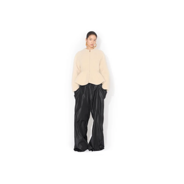 Alaïa Shearling Peplum Jacket - ALAÏA Jackets - Laser Cut Luxury - Shop at Luxury Shoes 