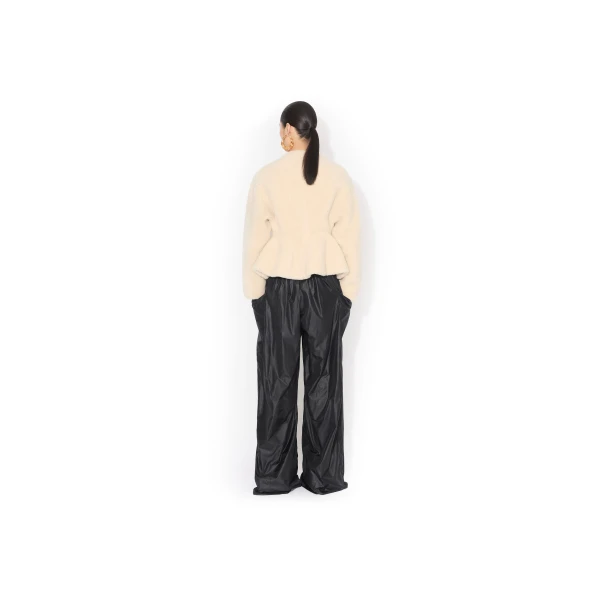 Alaïa Shearling Peplum Jacket - ALAÏA Jackets - Laser Cut Luxury - Shop at Luxury Shoes 