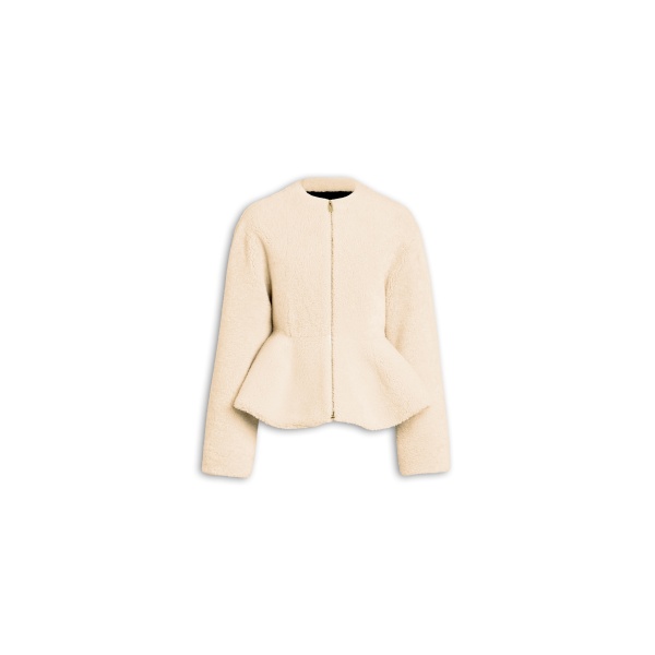 Alaïa Shearling Peplum Jacket - ALAÏA Jackets - Laser Cut Luxury - Shop at Luxury Shoes 