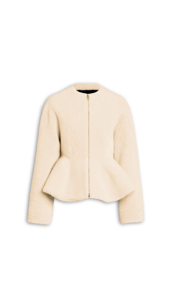 Alaïa Shearling Peplum Jacket - ALAÏA Jackets - Laser Cut Luxury - Shop at Luxury Shoes 