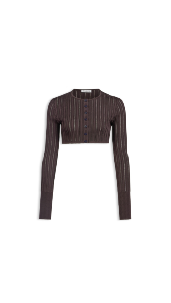 Alaïa Shiny Crinoline Cropped Cardigan - ALAÏA Knitwear - Laser Cut Luxury - Shop at Luxury Shoes 