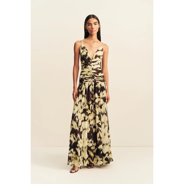 Shona Joy Benny Plunged Gathered Maxi Dress, view 2