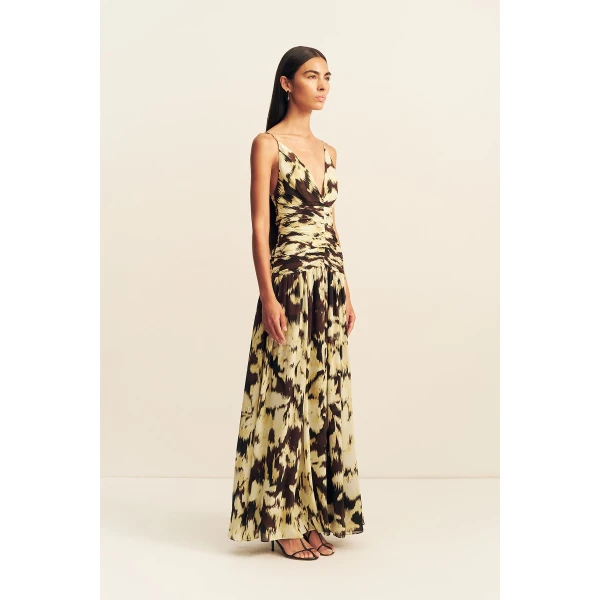 Shona Joy Benny Plunged Gathered Maxi Dress, view 4