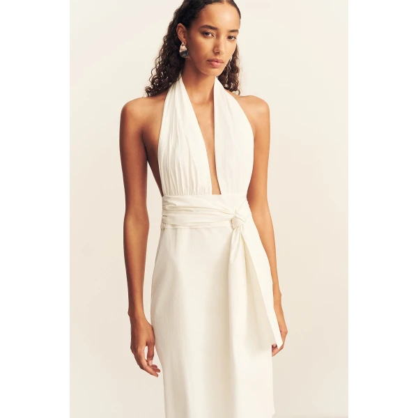 Shona Joy Campbell Halter Plunged Maxi Dress, view 3