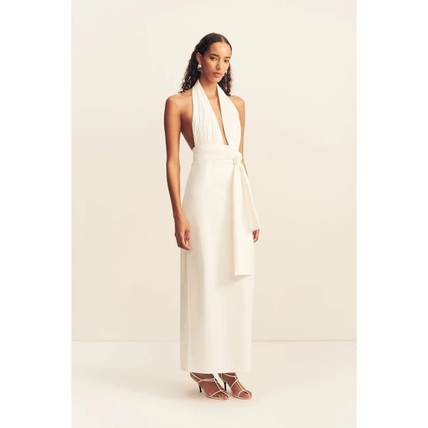 Shona Joy Campbell Halter Plunged Maxi Dress, view 4