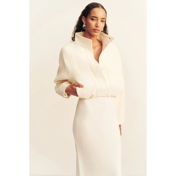 Shona Joy Crosby Wool Blend Cropped Bomber Jacket, view 3