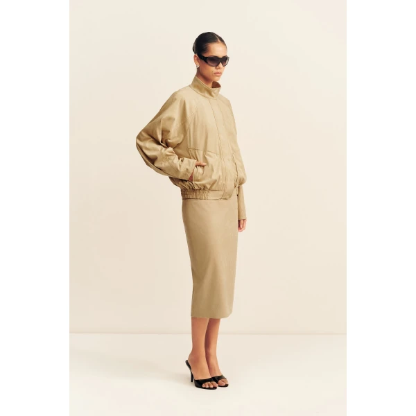 Shona Joy Ernest Faux Suede Bomber Jacket, view 4
