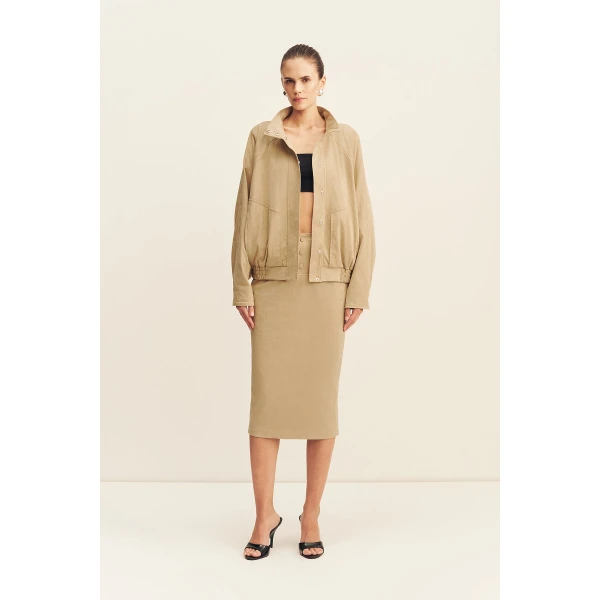 Shona Joy Ernest Faux Suede Midi Skirt, view 2