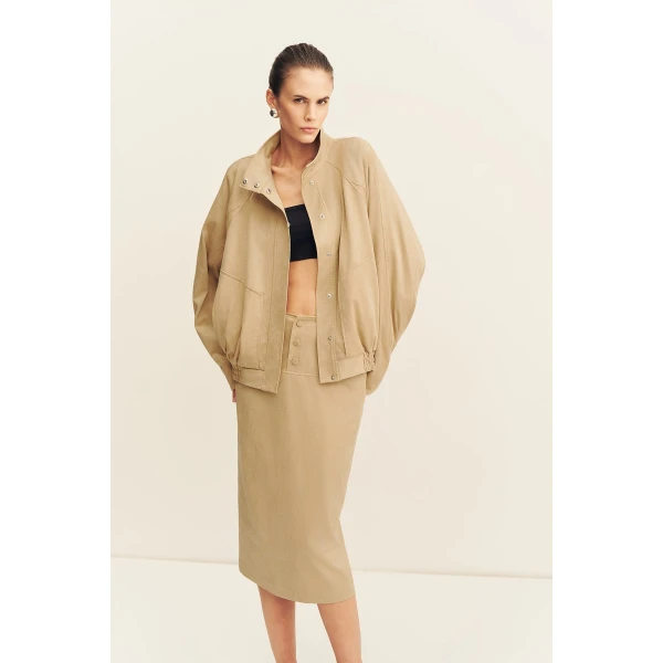 Shona Joy Ernest Faux Suede Midi Skirt, view 3