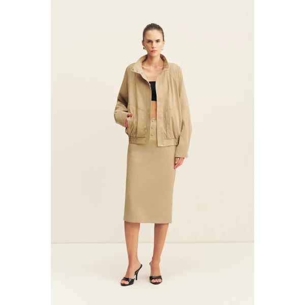 Shona Joy Ernest Faux Suede Midi Skirt, view 4