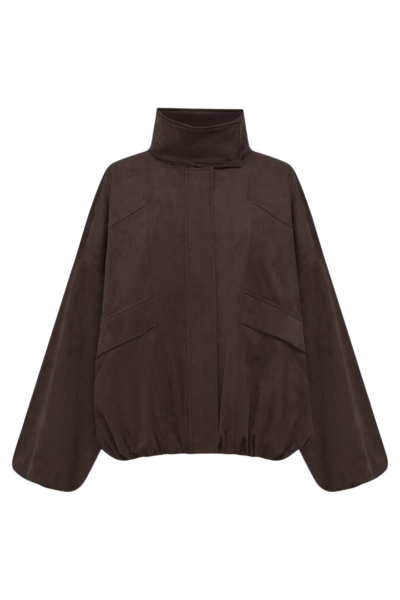 Shona Joy Ernest Funnel Neck Faux Suede Bomber Jacket - Jackets - Australian Luxury Eventwear at Luxury Shoes 