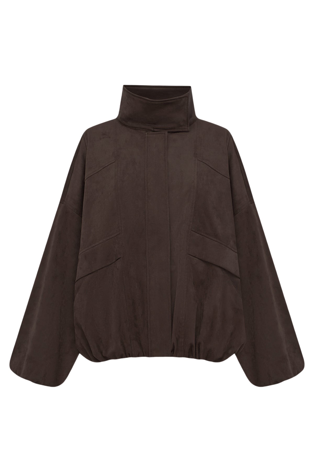 Shona Joy Ernest Funnel Neck Faux Suede Bomber Jacket