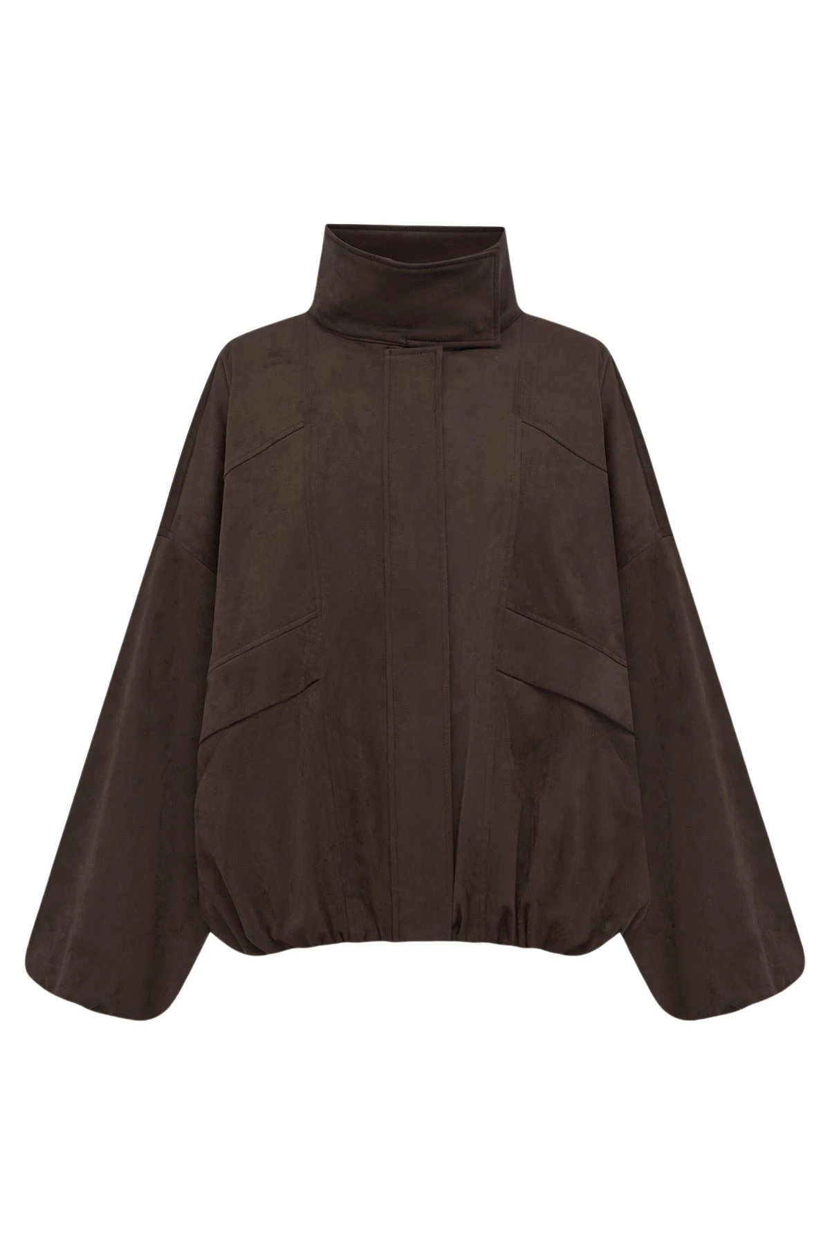 Shona Joy Ernest Funnel Neck Faux Suede Bomber Jacket