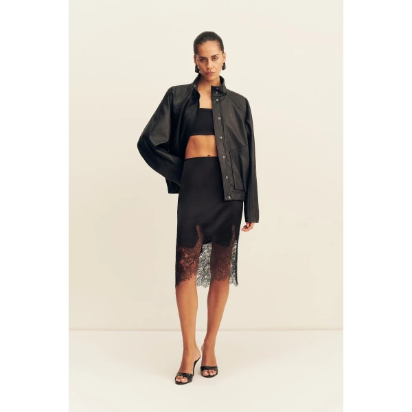 Shona Joy Kennedy Funnel Neck Faux Leather Jacket, view 4