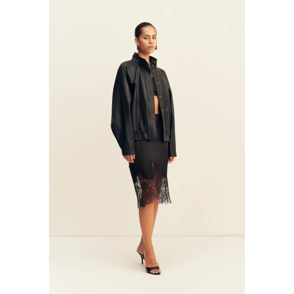 Shona Joy Kennedy Funnel Neck Faux Leather Jacket, view 6