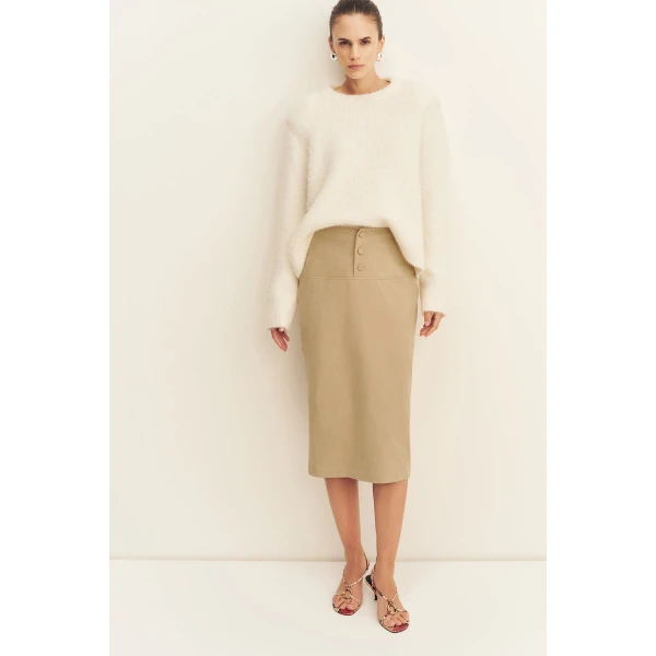 Shona Joy Korine Boucle Knit with Shoulder Pad in Snow White, view 3