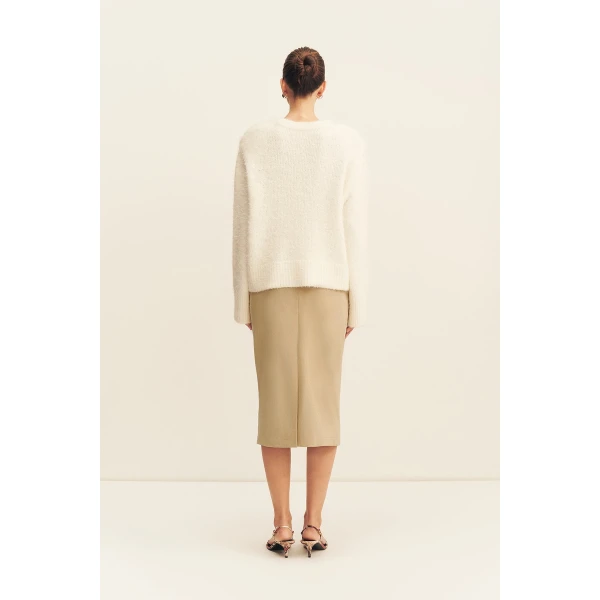 Shona Joy Korine Boucle Knit with Shoulder Pad in Snow White, view 6