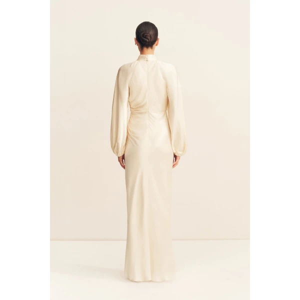 Shona Joy La Lune High Neck Balloon Sleeve Maxi Dress in Cream, view 6