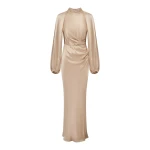 Shona Joy La Lune High Neck Balloon Sleeve Maxi Dress in Gold