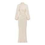 Shona Joy La Lune High Neck Balloon Sleeve Maxi Dress in Cream