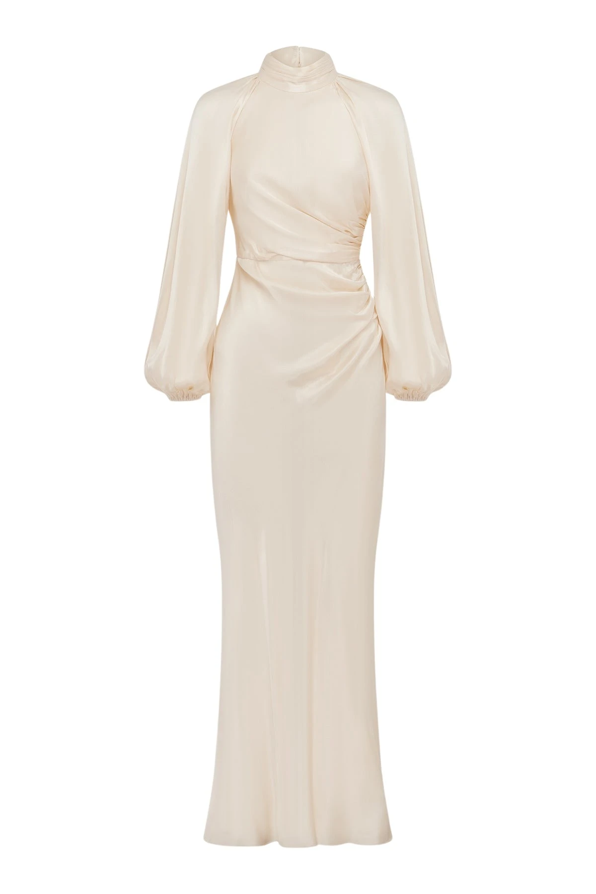 Shona Joy La Lune High Neck Balloon Sleeve Maxi Dress in Cream