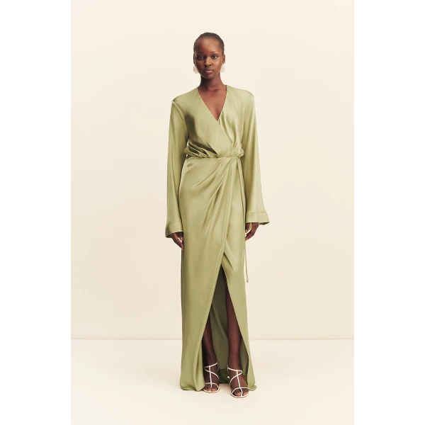 Shona Joy La Lune Long Sleeve Wrap Maxi Dress, view 2
